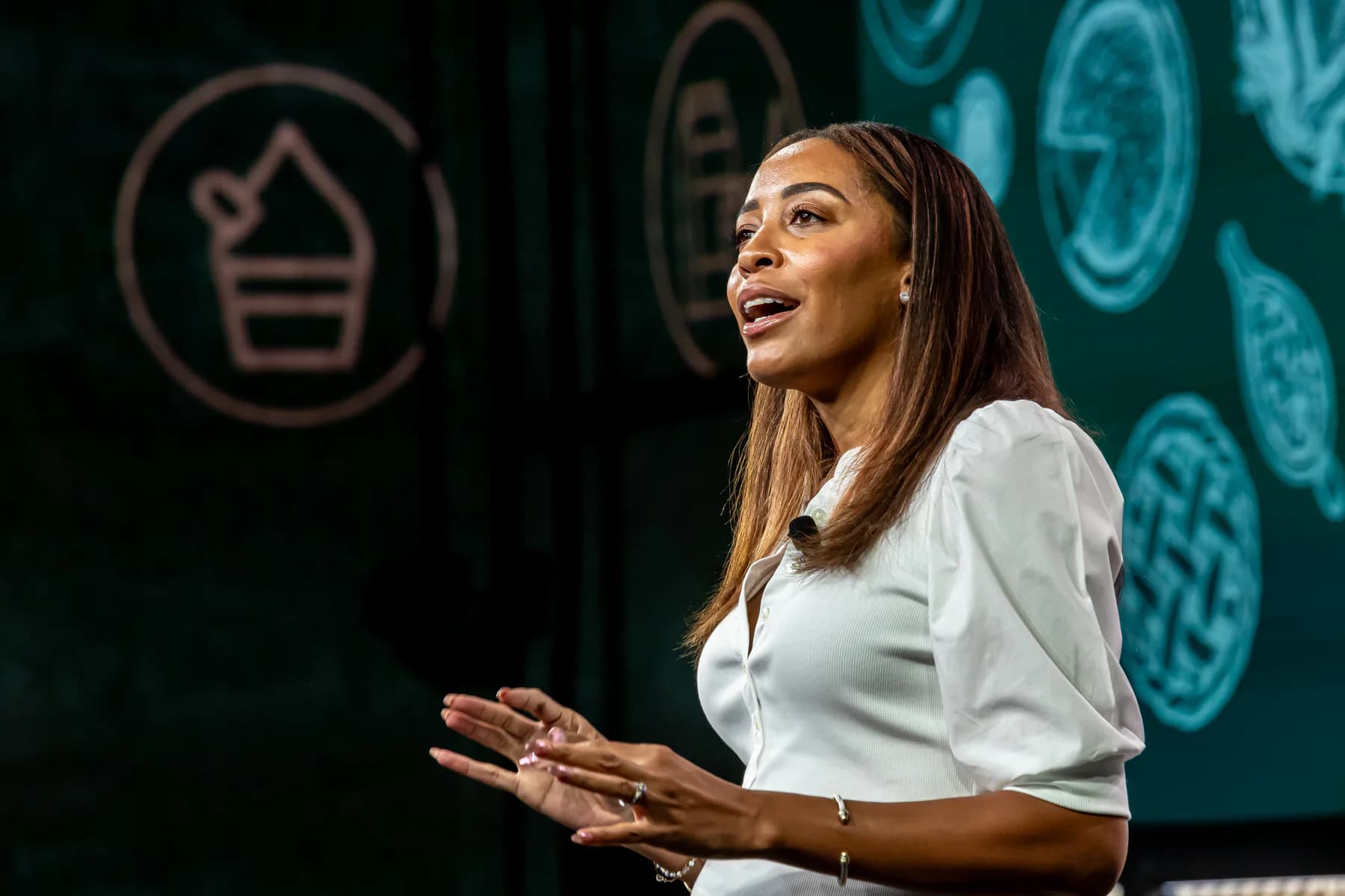 Stephanie LeBlanc-Godfrey speaking on stage